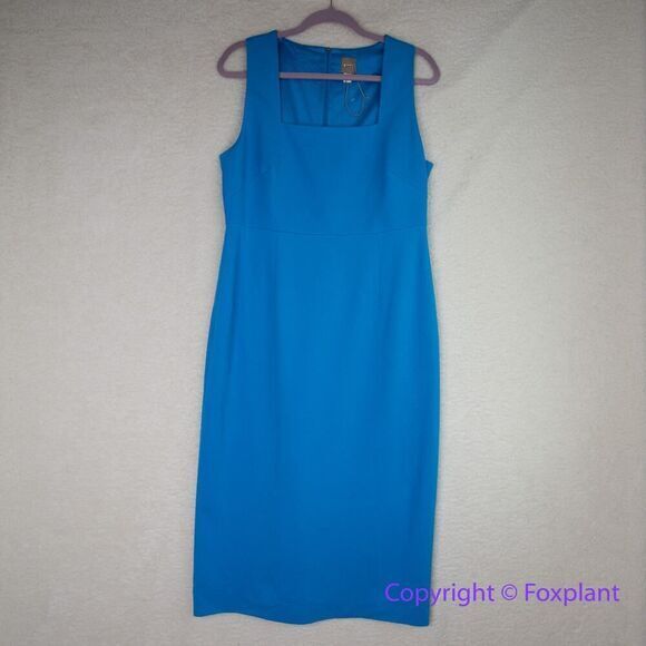 New! BOSS Domeja Square Neck Sheath Dress in Brilliant Blue, US size 10 - Picture 5 of 16